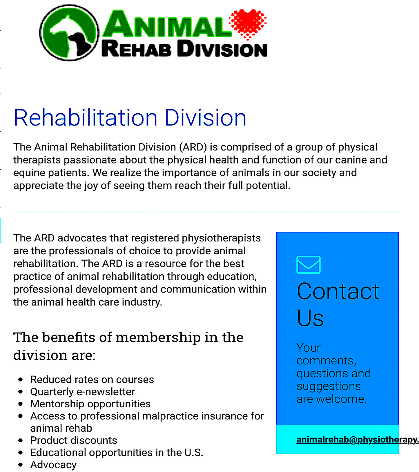 ANIMAL REHAB DIVISION-CANADIAN PHYSIOTHERAPY ASSOCIATION - Vital Vet