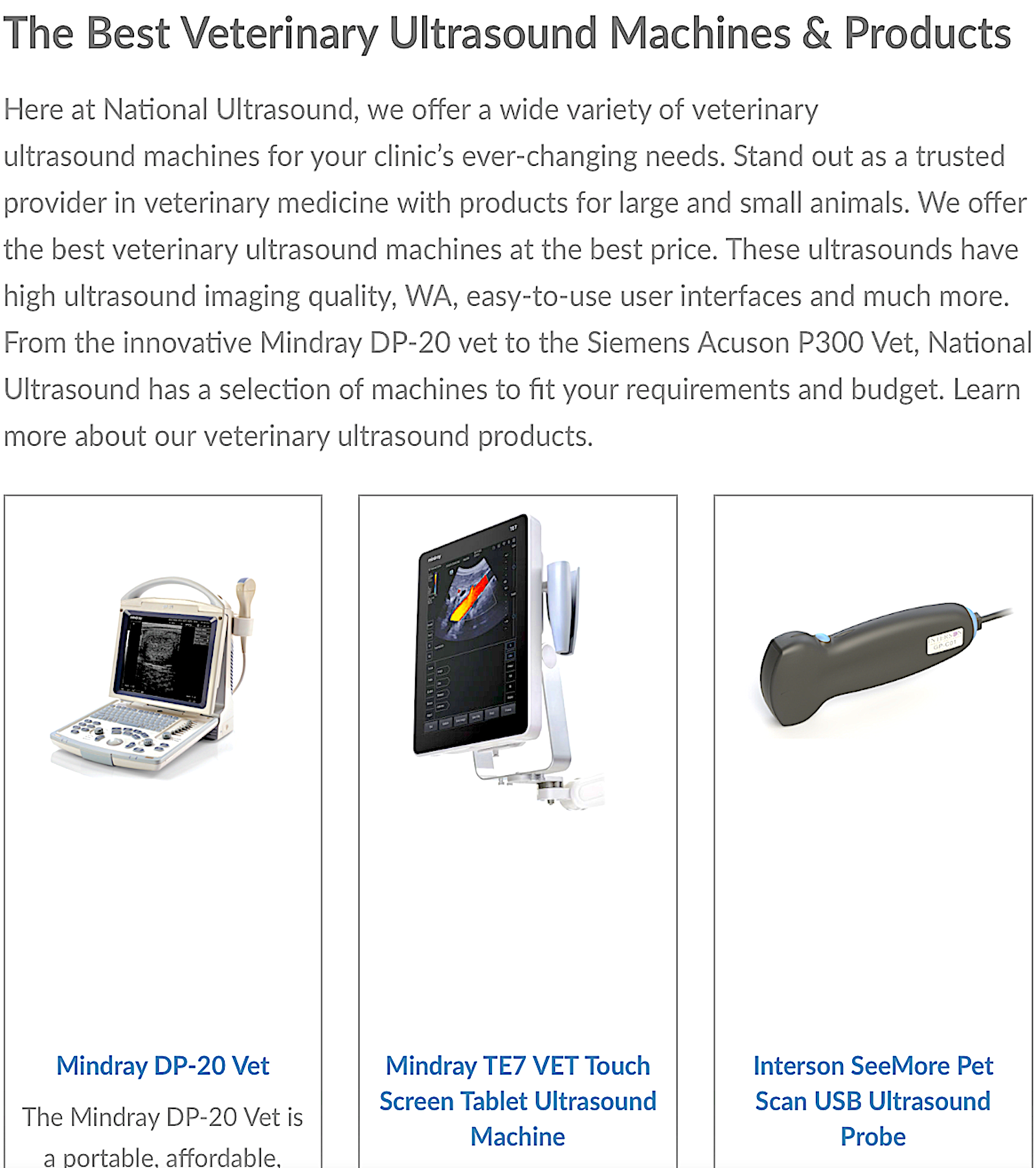 NATIONAL ULTRASOUND: the best veterinary ultrasound machines and products - Vital Vet