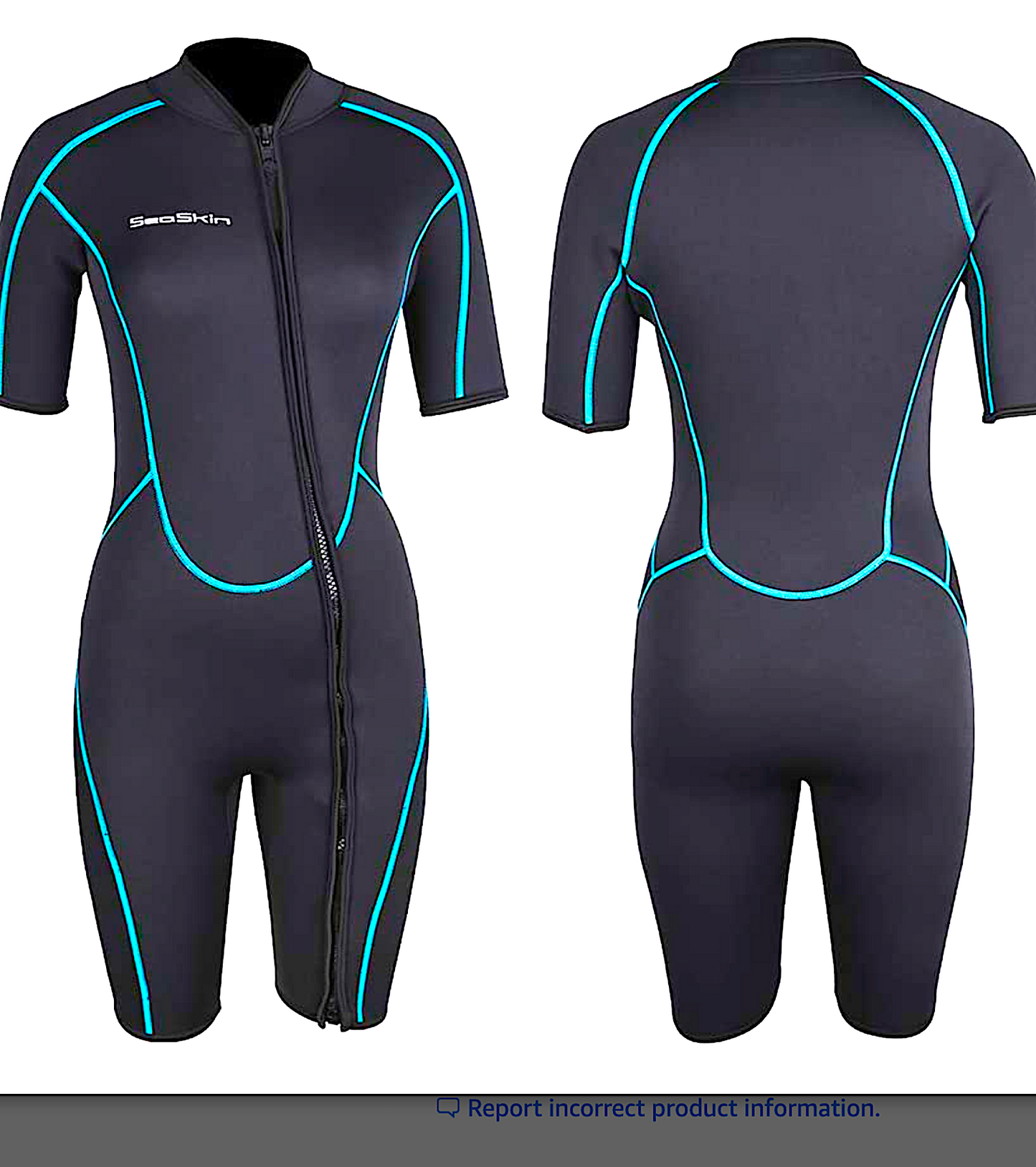 SEASKIN 3MM SHORTY WETSUIT: front zip suit for men and women
