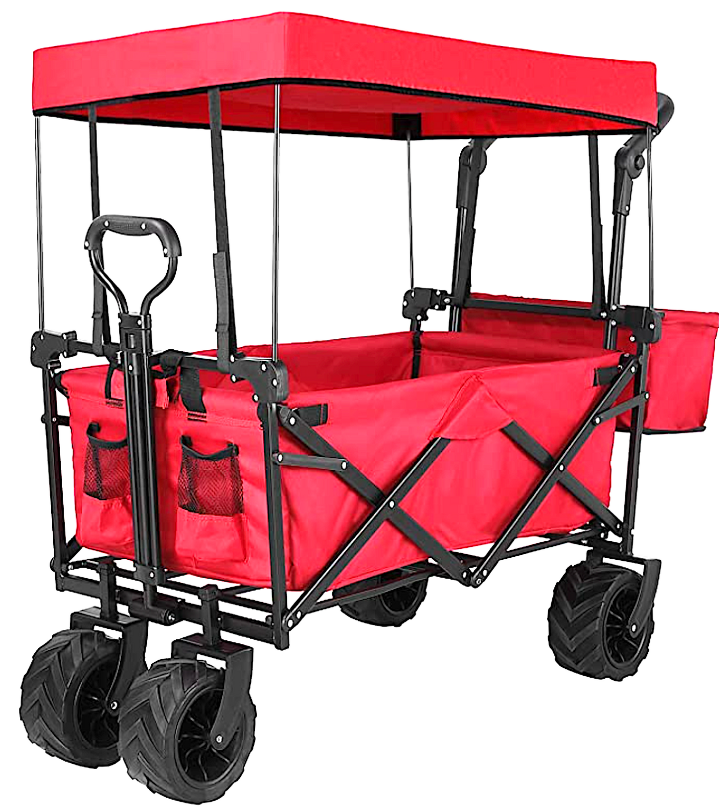 Push and Pull Collapsible Utility Wagon with Removable Canopy