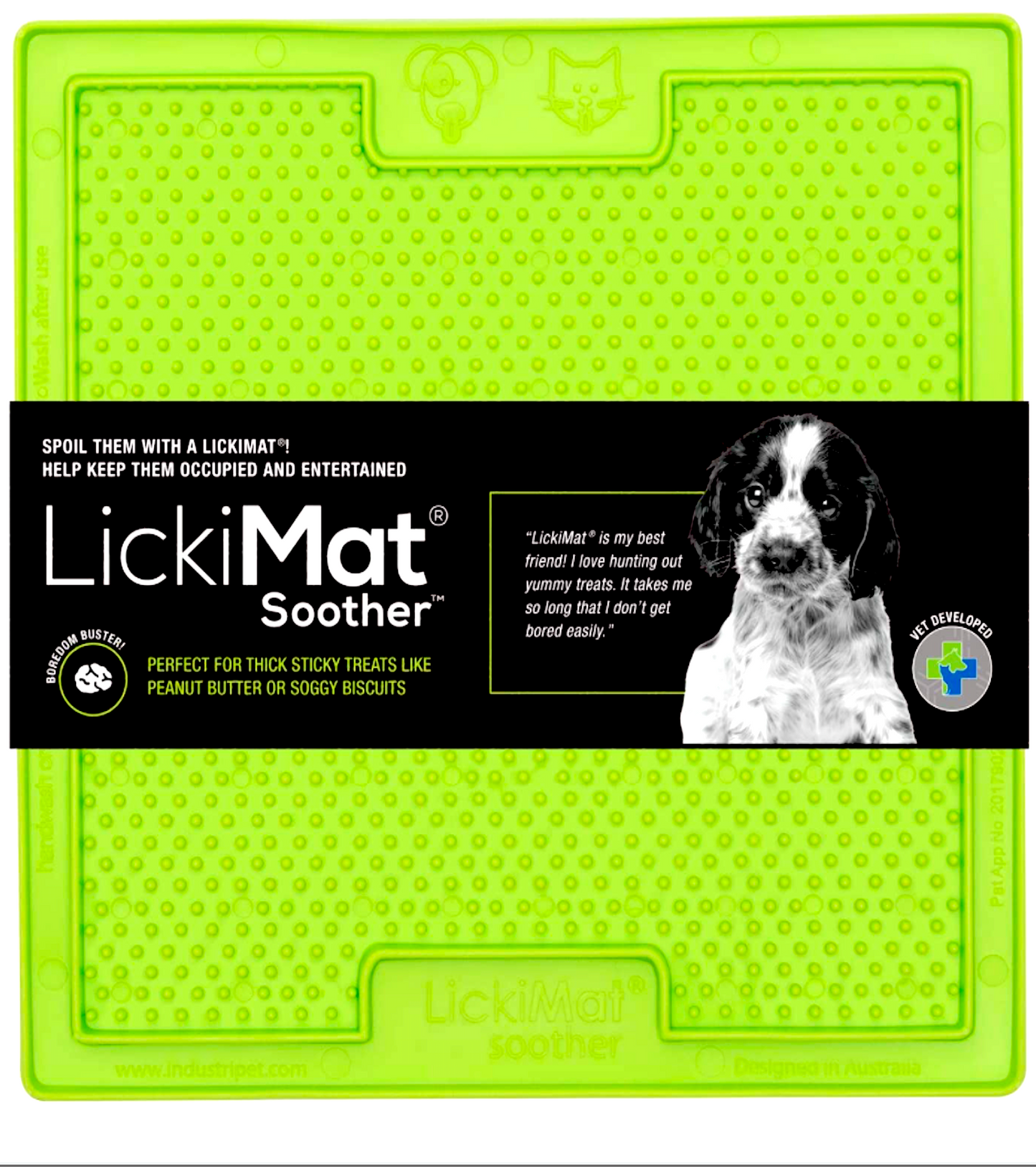 LICKIMAT ANTI-ANXIETY & SLOW-FEEDER MAT: positive distraction mat to calm anxious pets