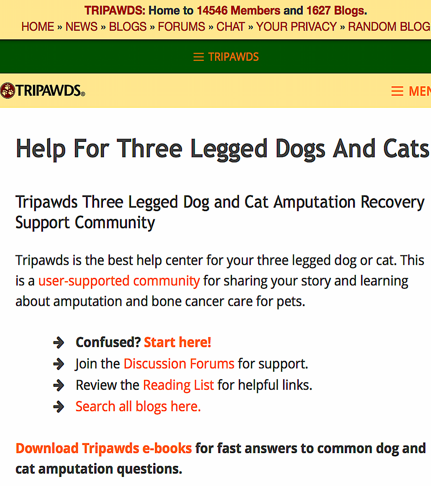 TRIPAWDS: resource for parents of 3-legged dogs and cats - Vital Vet