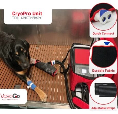 CRYOPRO TIDAL COLD AND COMPRESSION THERAPY SYSTEM: integrates continuous cold and intermittent hydrodynamic compression therapies to reduce pain, swelling & muscle spasms
